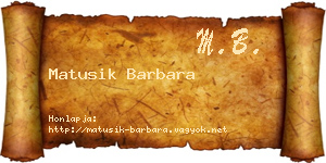 Matusik Barbara névjegykártya